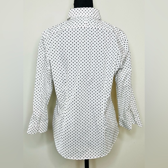 Ralph Lauren button down 3/4 sleeves classic tailored look polka dot shirt med - Picture 4 of 6